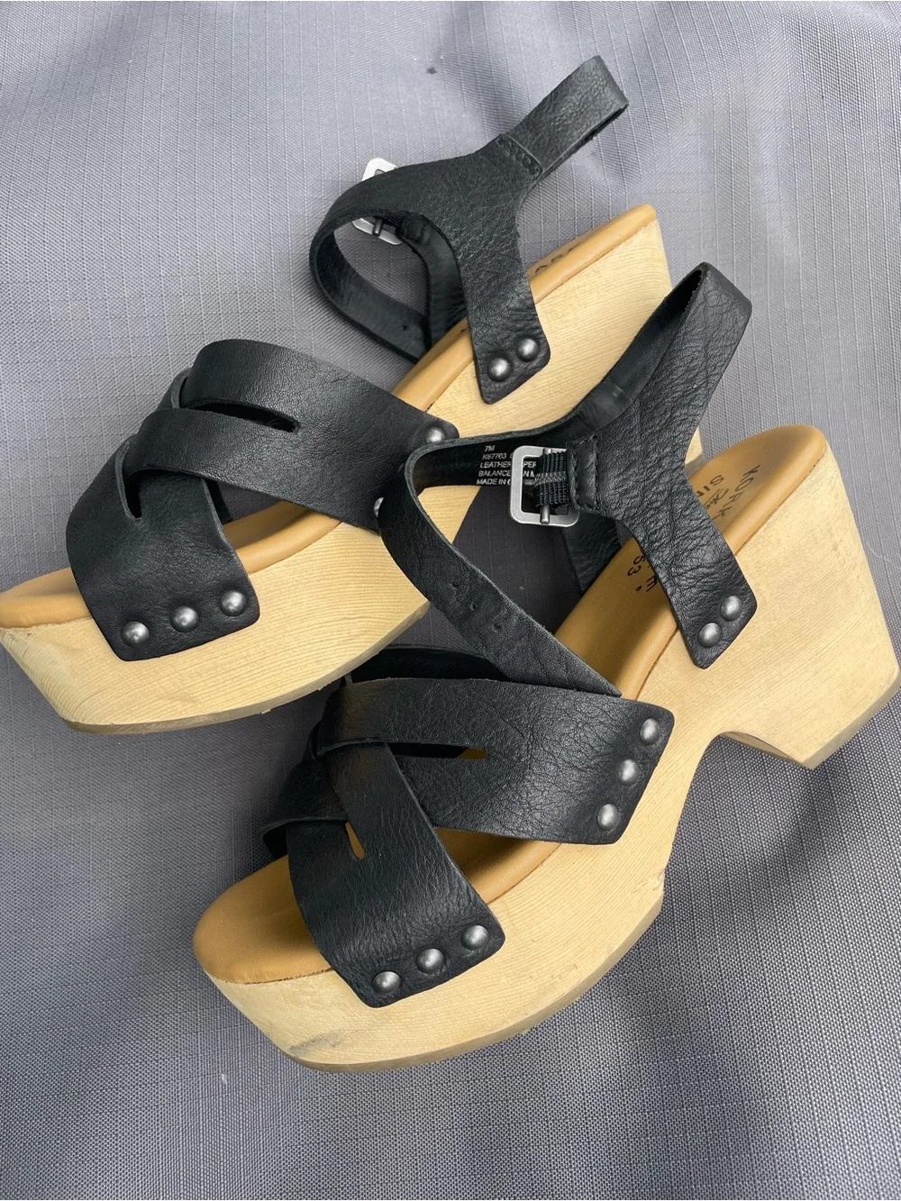 Black Leather Crisscross Slingback Platform Sandals